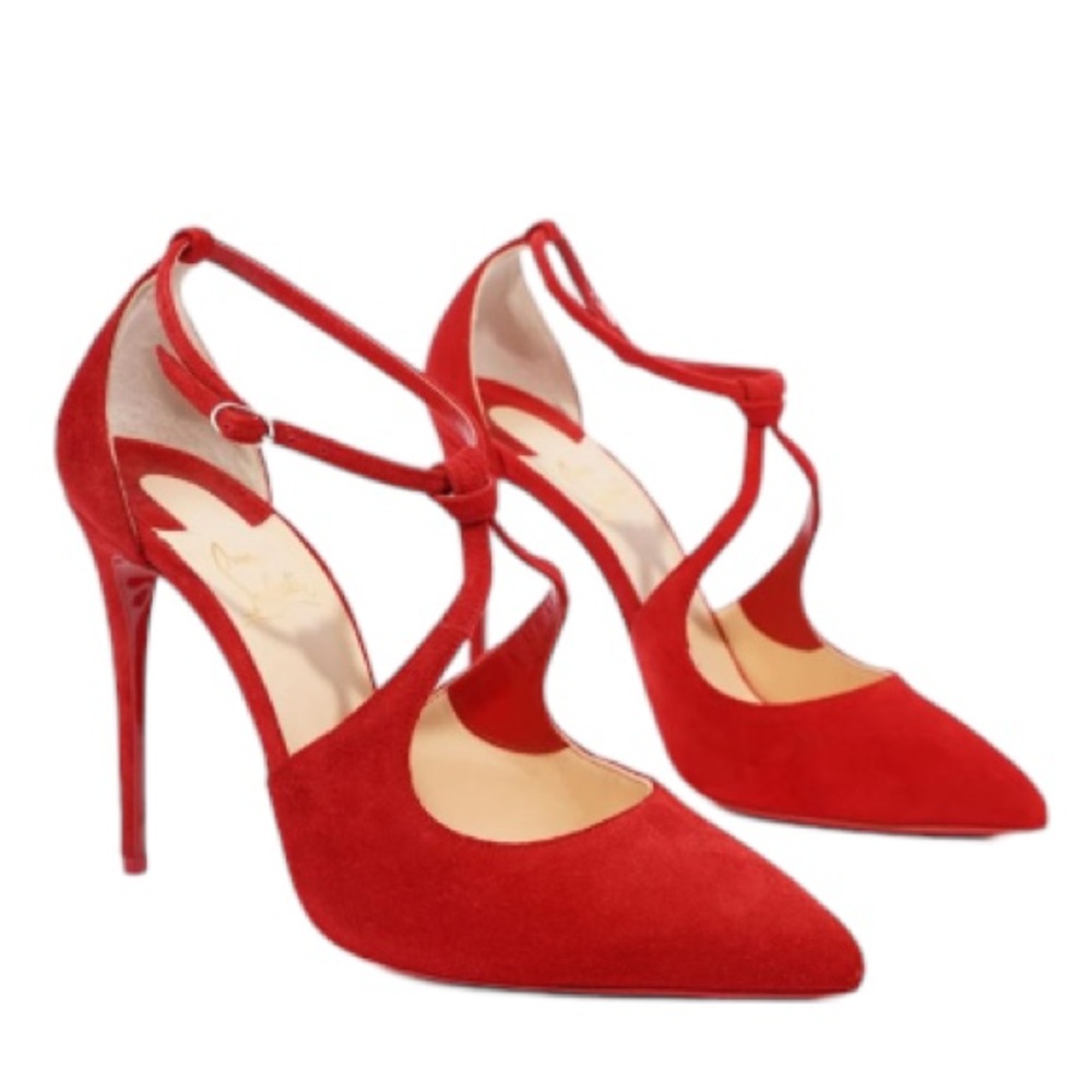 Christian Louboutin Alminetta 100mm suede heels RETAIL 795